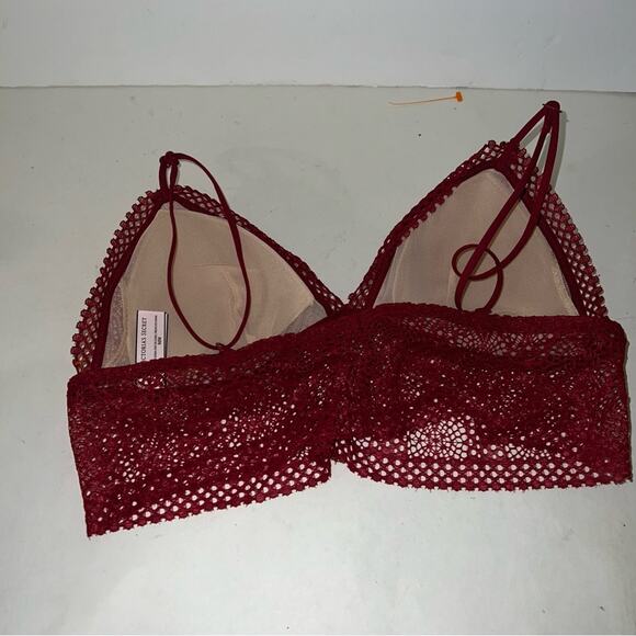 NWOT VICTORIA SECRET lace eyelet bralette set of three M - Black, Red, and Green - Picture 5 of 6